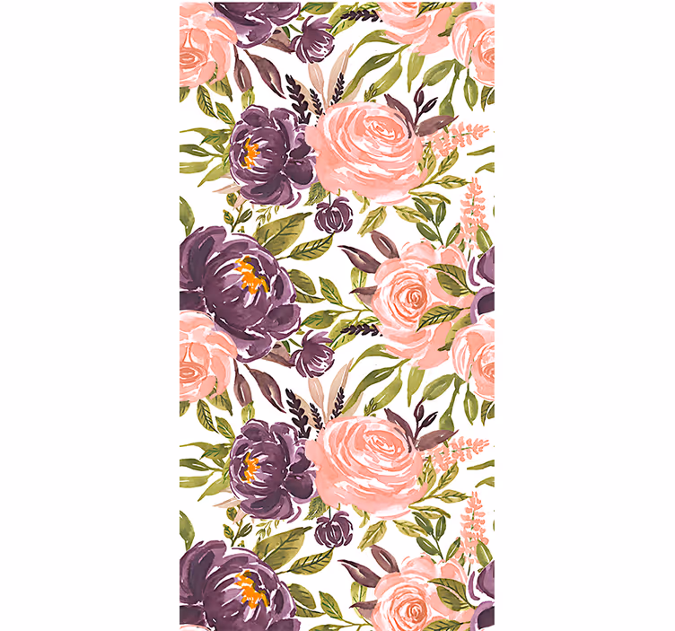 Tapet i stuen med charmerende akvarelblomster - TenStickers