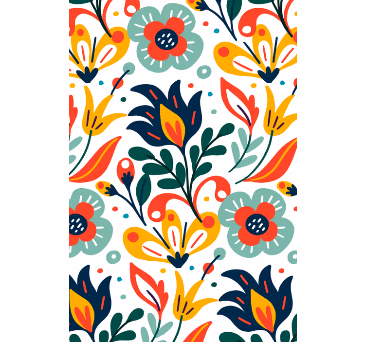 Moderne tapet med flerfarvede blomster - TenStickers