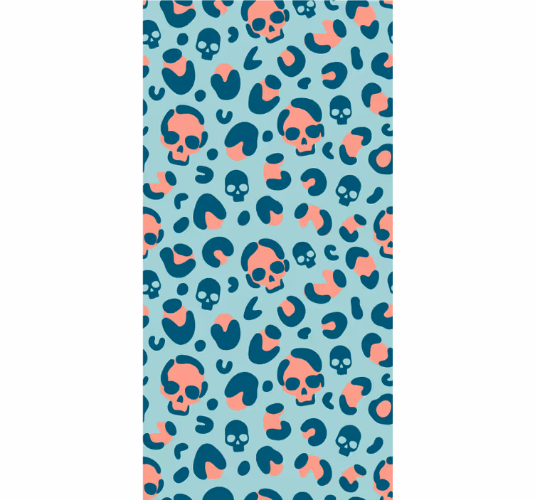 Moderne tapet med blå og pink kranium leopard mønster - TenStickers