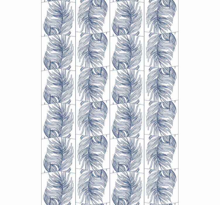 Moderne tapet hampton stil blå fjer - TenStickers