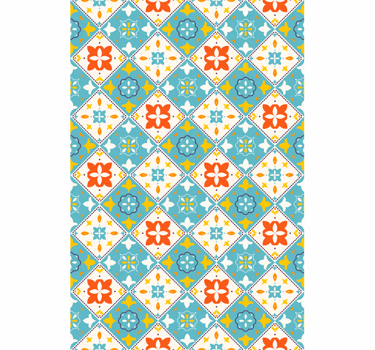 Tapet til badeværelse blå og beige fliser - TenStickers