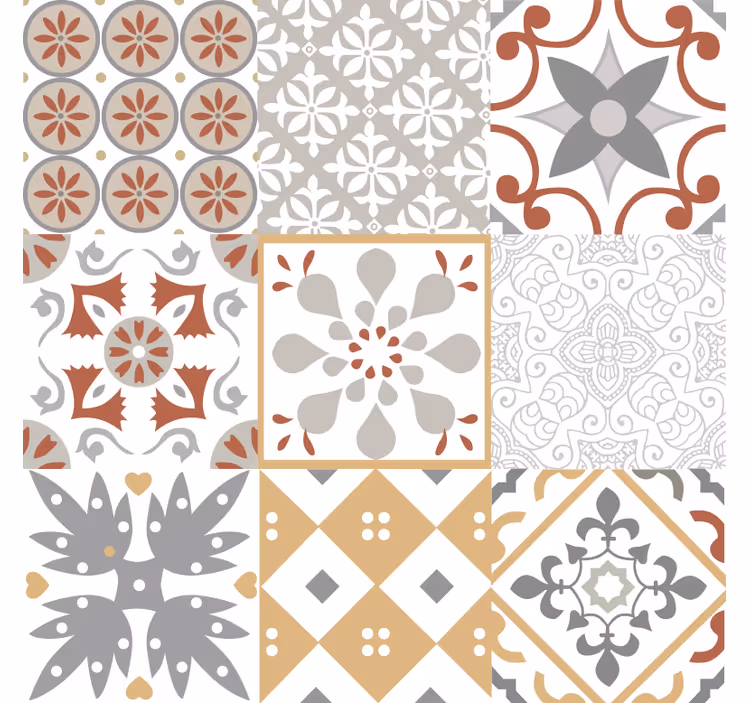 Tapet køkken orange mosaik - TenStickers