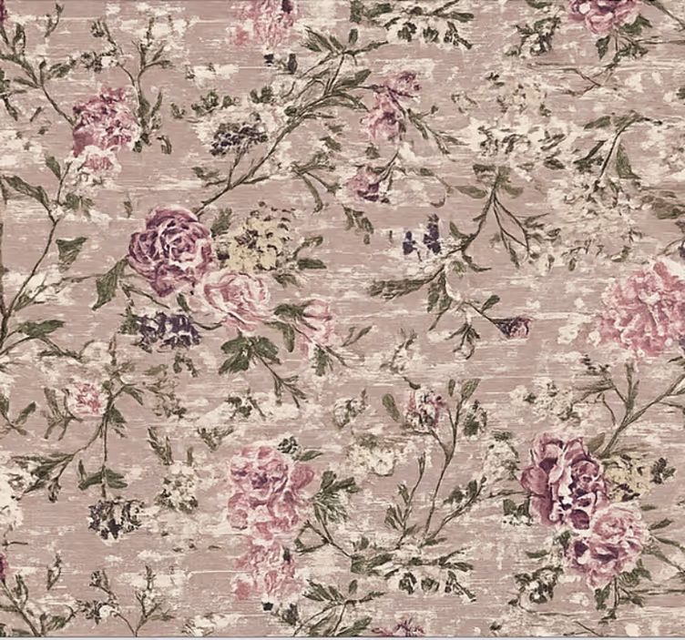 Tapet i stuen vintage blomster lilla - TenStickers