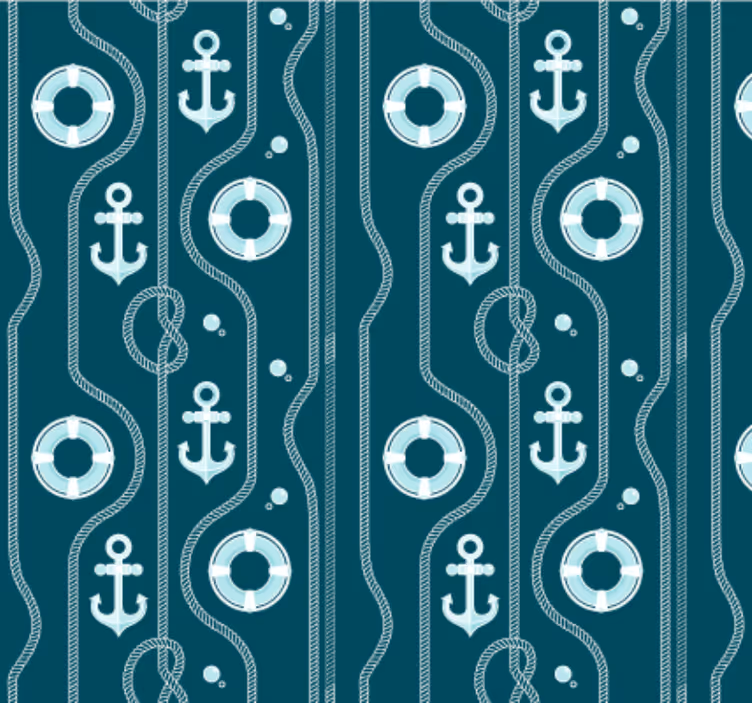 Tapet til badeværelse med blå nautisk anker - TenStickers