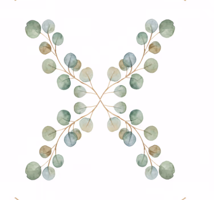 Tapet i stuen eucalyptus akvarel grene - TenStickers