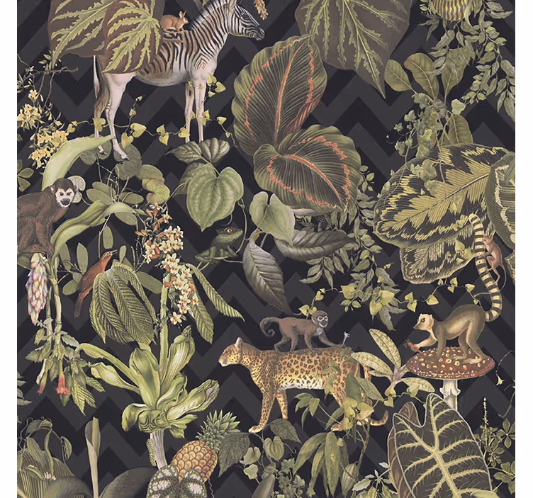 Tapet til soveværelse med jungle dyr - TenStickers