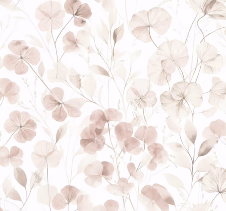 Tapet i stuen akvarel pressede blomsterblad - TenStickers