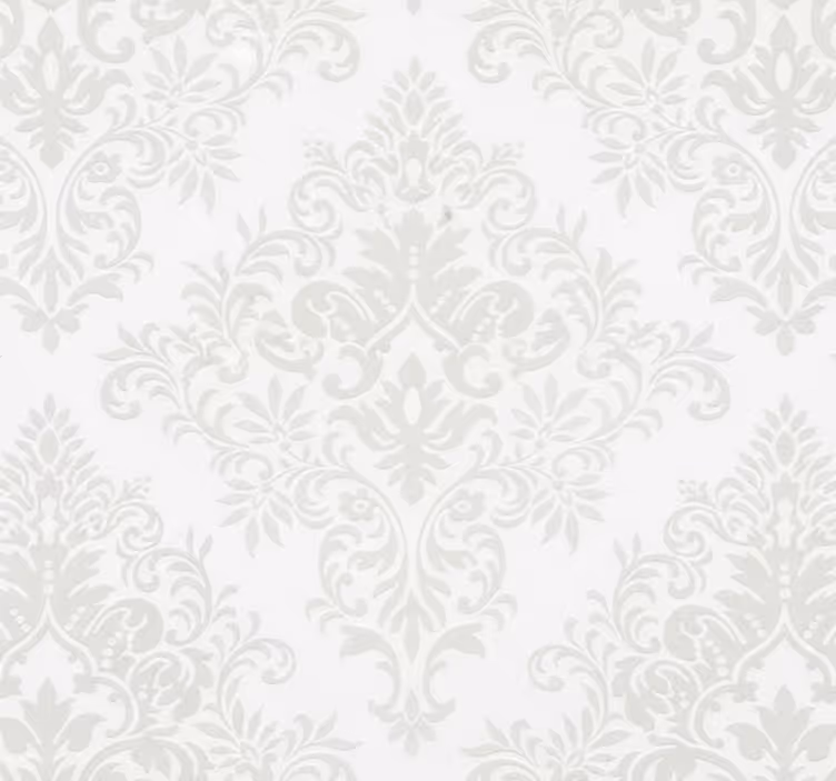 Tapet i stuen klassisk hvid damask - TenStickers