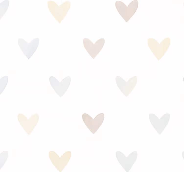 Tapet til soveværelse i akvarel pastelfarver hjerter - TenStickers