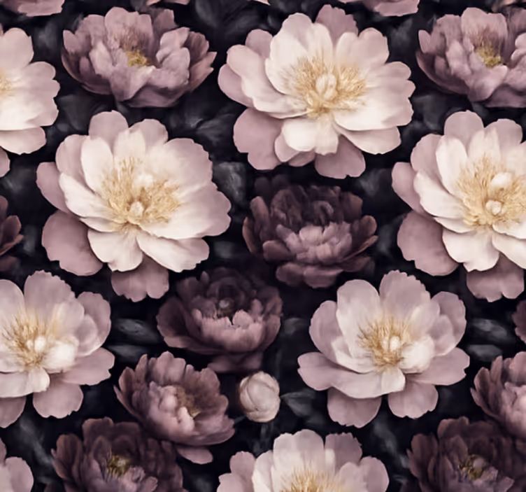 Tapet i stuen mørk blomstermotiv - TenStickers