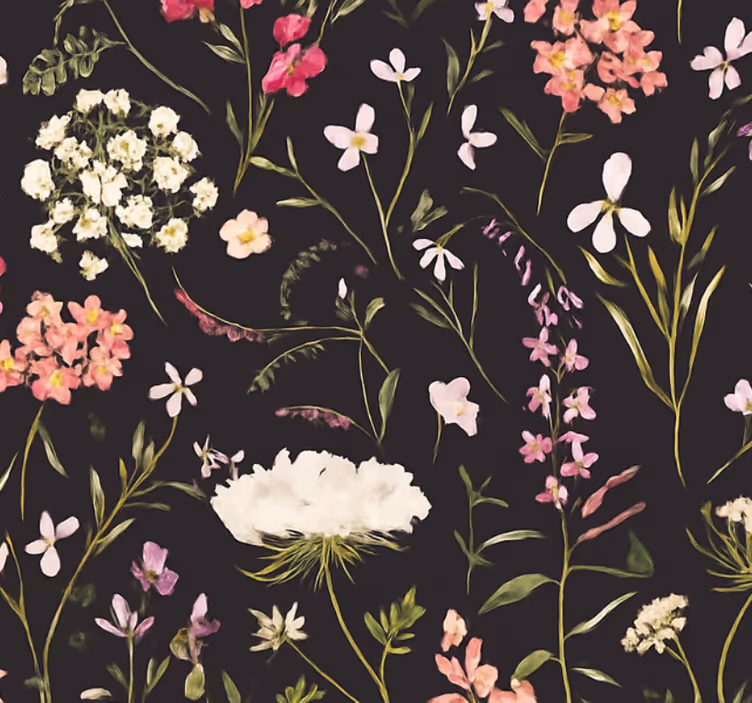 Tapet i stuen mørke forårsblomster - TenStickers