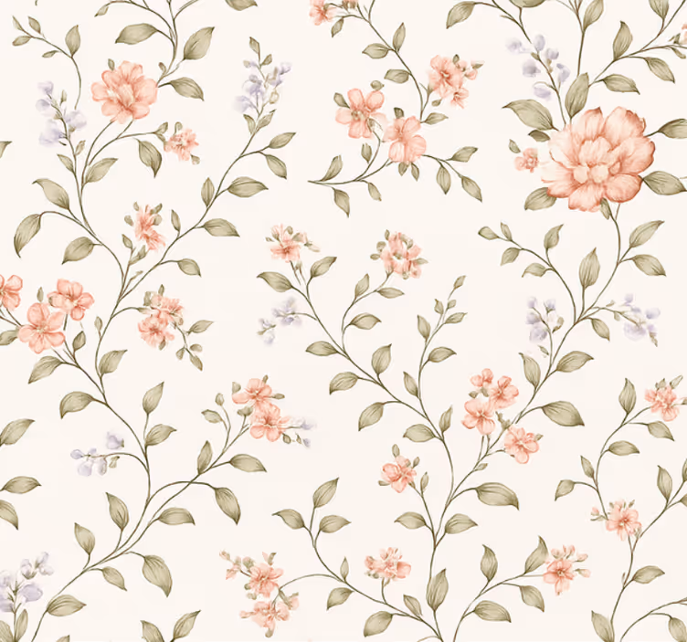Fantastisk blomster tapet i stuen - TenStickers