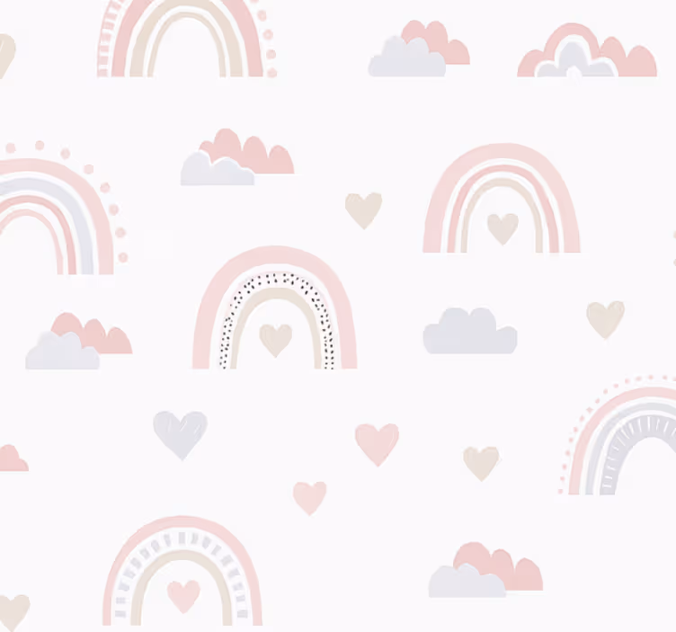 Tapet børneværelset i pink regnbue design - TenStickers