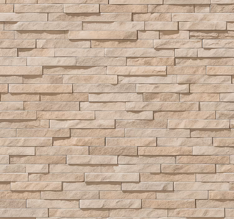 Tapet i stuen 3d beige stenmønster - TenStickers