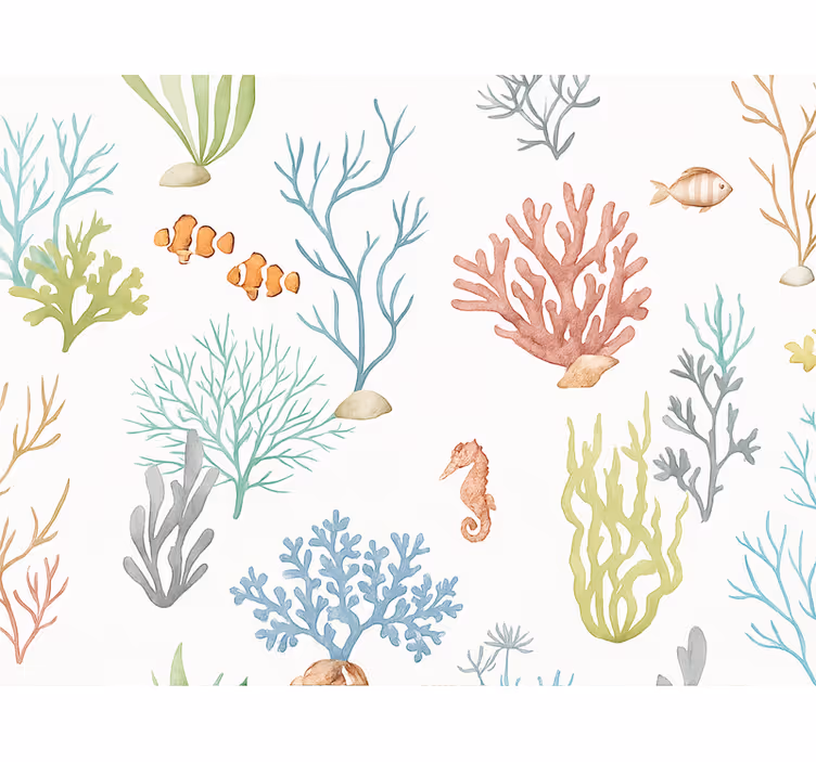 Tapet børneværelset underwater coral - TenStickers
