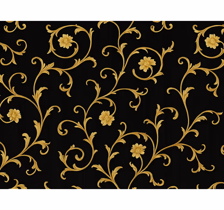 Barok tapet i guld rulle midnat noir - TenStickers