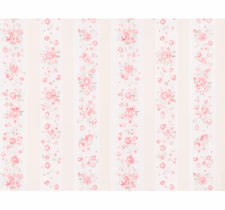 Tapet børneværelset i pink retro blomsterstriber - TenStickers