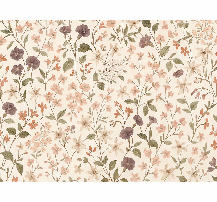Tapet til soveværelse med pink blomsterdesign - TenStickers