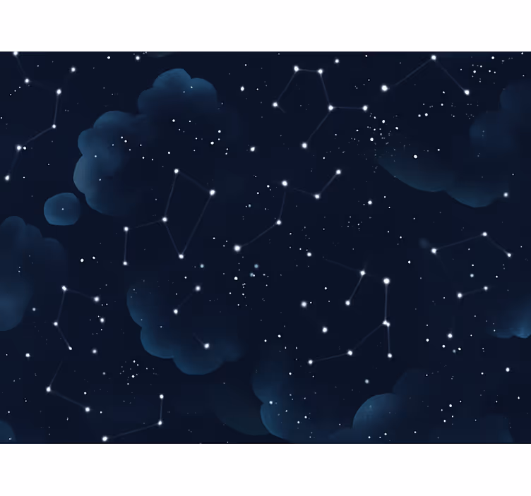 Tapet til soveværelse i mørkeblå himmel med stjerner - TenStickers