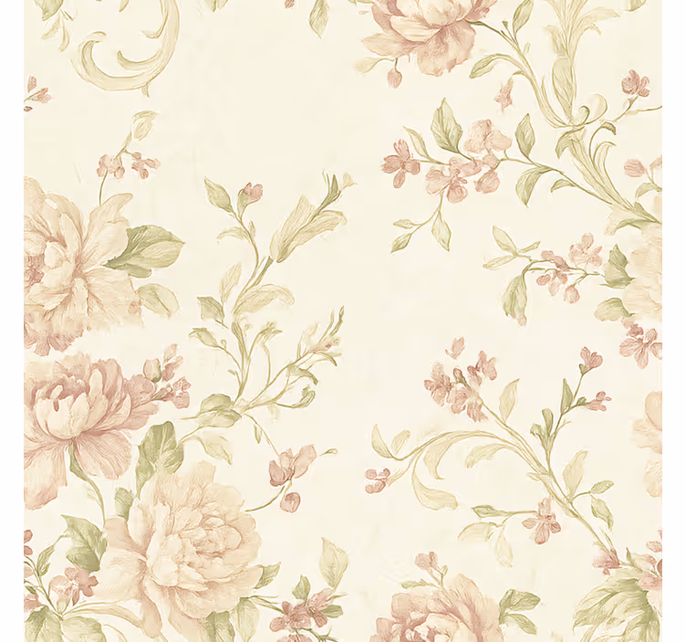 Tapet til soveværelse lyserød vintage blomsterdesign - TenStickers