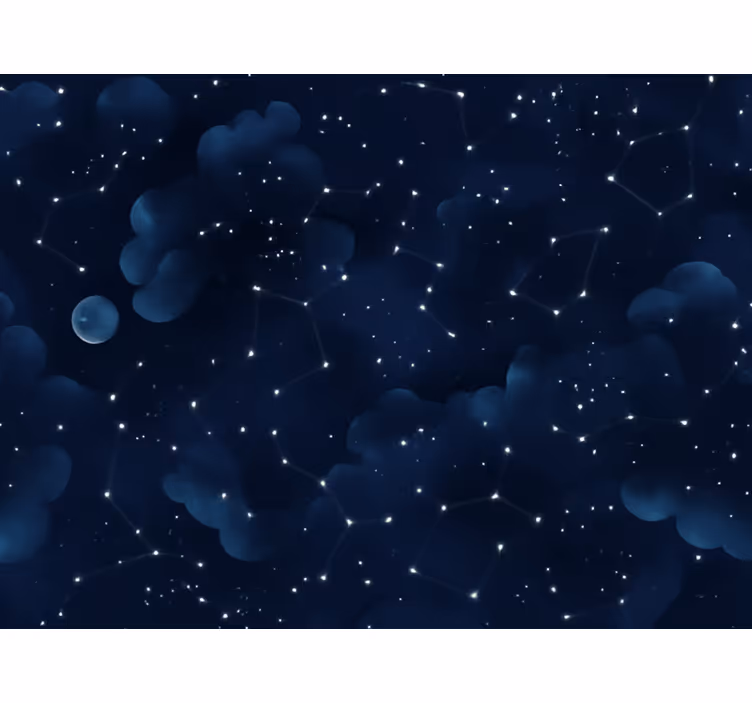 Tapet til soveværelse med natblå stjernehimmel - TenStickers