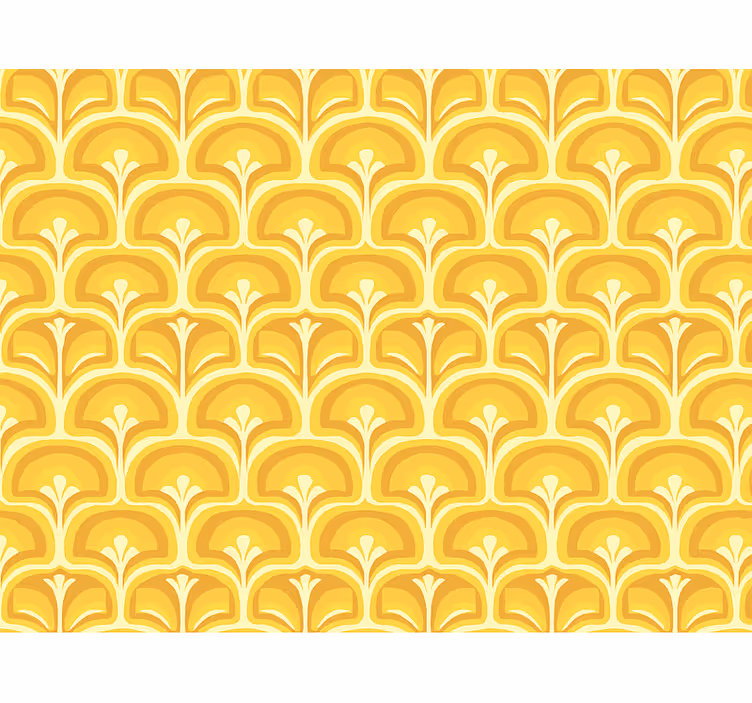 Tapet i stuen retro 70'er gule figurer - TenStickers