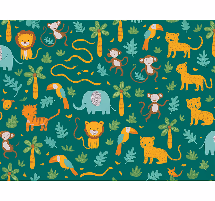 Tapet børneværelset sød jungle design - TenStickers