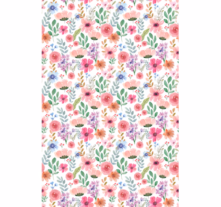 Multifarvet blomster tapet - TenStickers