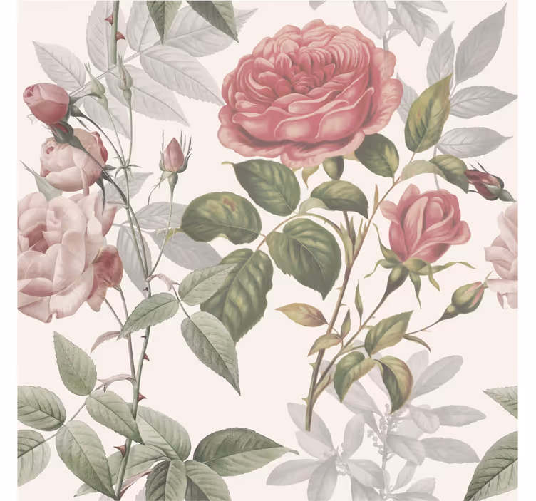Blomster tapet med rosemønster - TenStickers