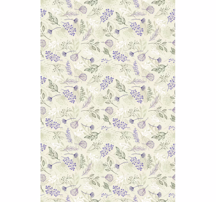 Blomster tapet lilla blomster på grøn baggrund - TenStickers