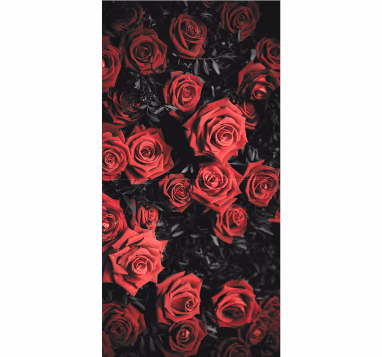 Blomster tapet smukke røde roser - TenStickers