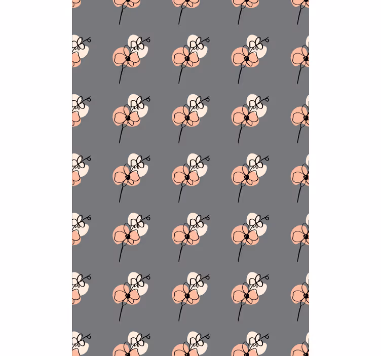 Blomster tapet orkidéer abstrakt linjekunst design - TenStickers