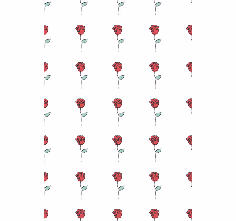 Blomster tapet sødt rødt rose linjetegning design - TenStickers