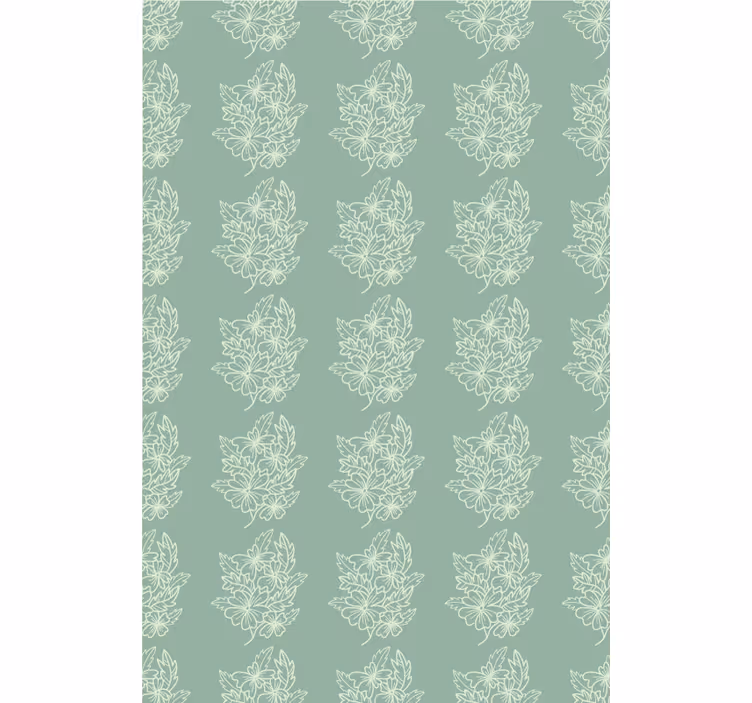Blomster tapet grøn minimalistisk smuk blomst - TenStickers