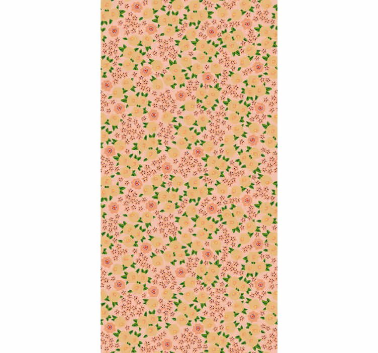 Blomstret tapet med originalt blomstermotiv i ferskennuancer - TenStickers