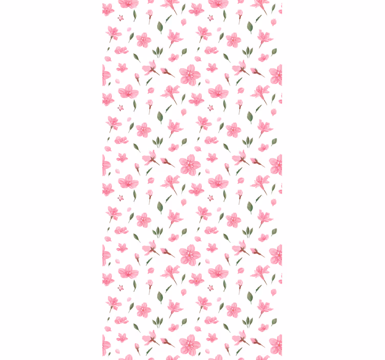 Blomstret tapet i akvarel pastelfarvet lyserød blomster - TenStickers