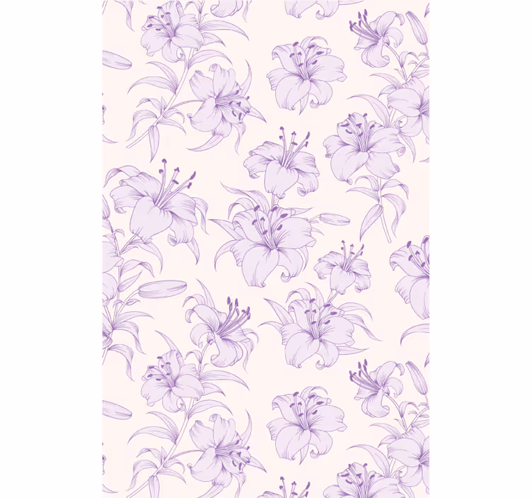 Blomstret tapet med blomstrende liljer design - TenStickers