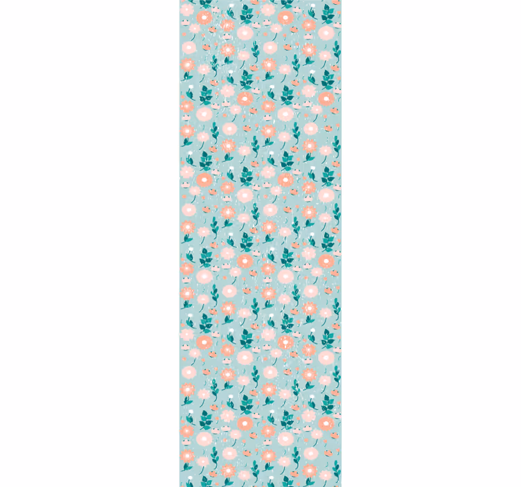 Tapet til soveværelse blå blomster shabby chic - TenStickers