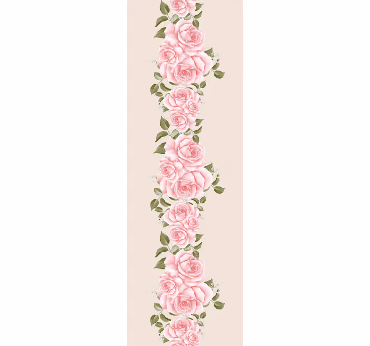 Tapet til soveværelse med vintage pink rosemønster - TenStickers