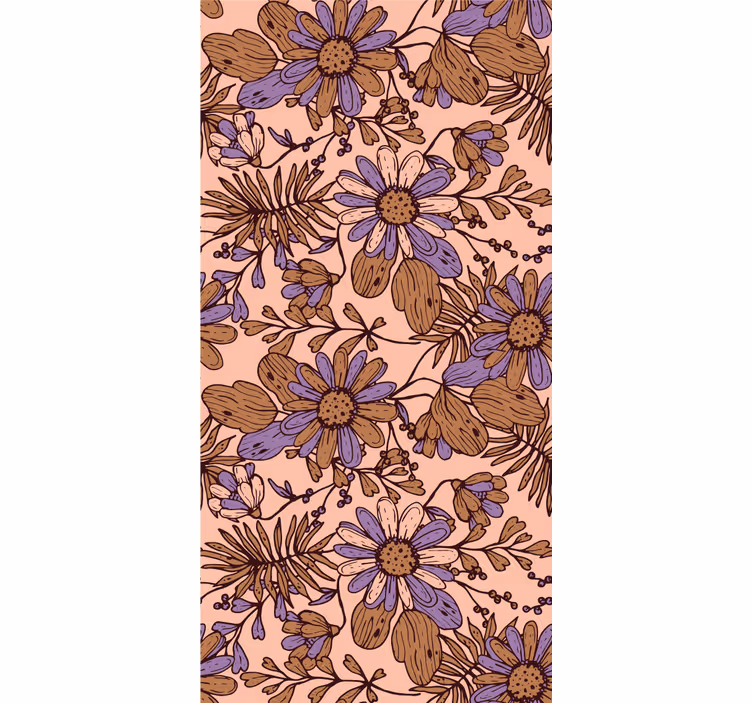 Tapet til soveværelse i afrikansk stil med brune blomster - TenStickers