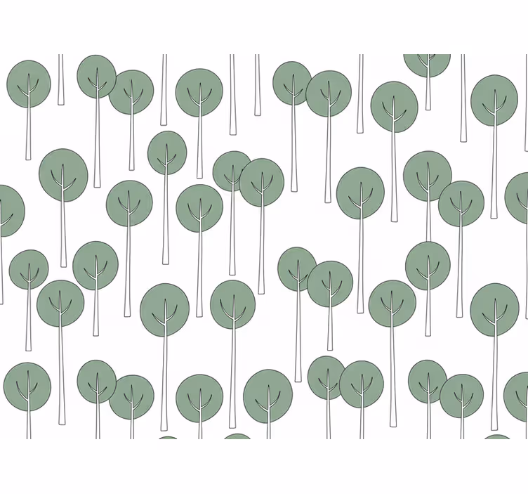 Blomster tapet med minimalistisk træmønster - TenStickers