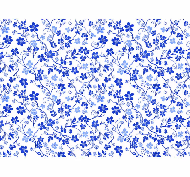 Blomster tapet blå kirsebærblomst - TenStickers