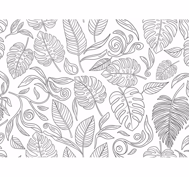 Moderne tapet botanisk sort og hvid - TenStickers