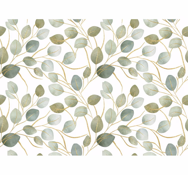 Tapet blade eucalyptus guld shimmer - TenStickers