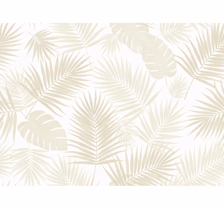 Blomster tapet palmeblade i creme - TenStickers