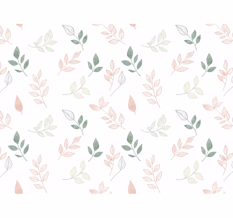 Blomster tapet lette blade i bløde farver - TenStickers