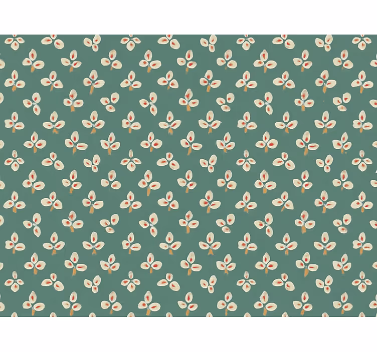 Abstrakt tapet i dæmpet teal pressede blomster - TenStickers