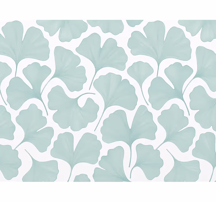 Tapet blade i afdæmpet teal ginkgo - TenStickers
