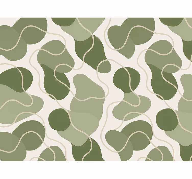 Abstrakt tapet muddy green organisk flow - TenStickers