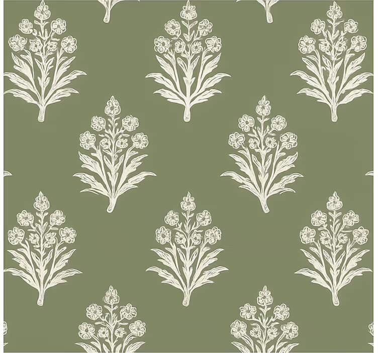 Blomster tapet muddy green blomstertryk - TenStickers
